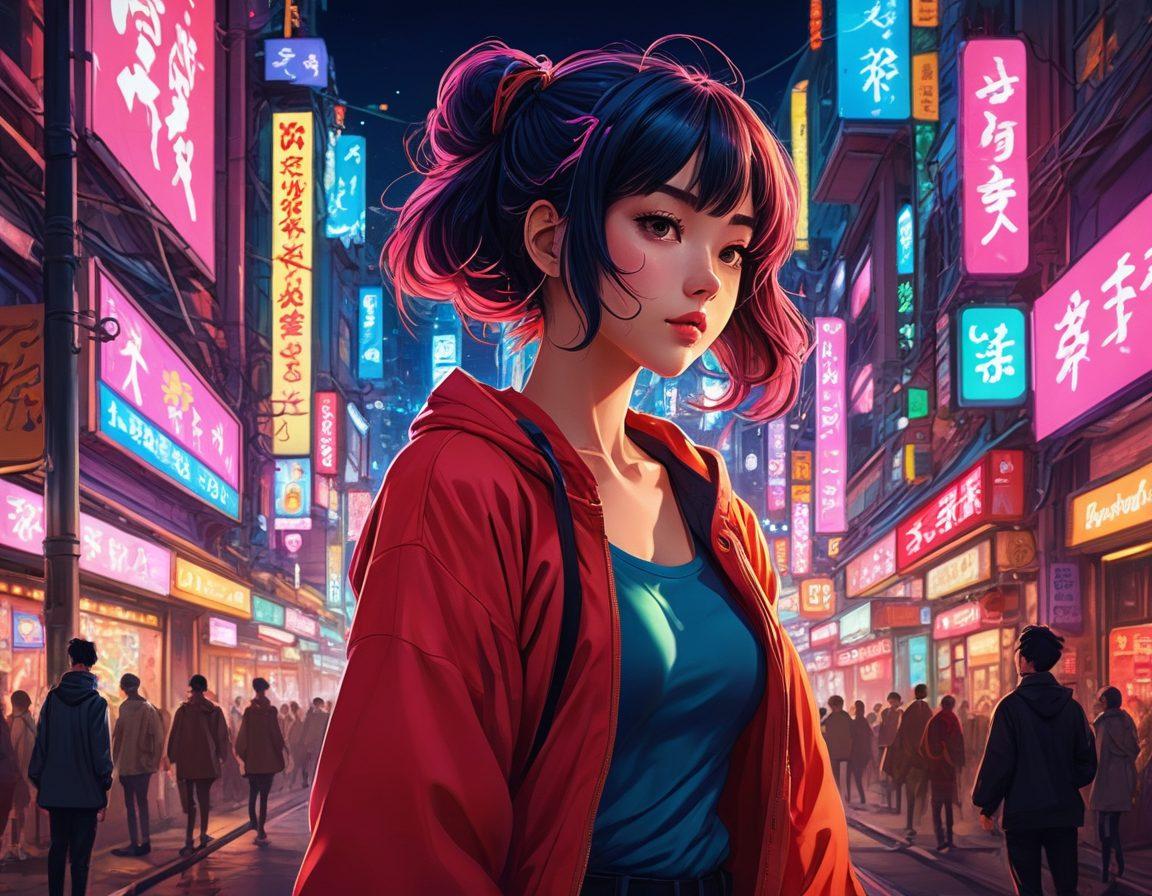 A vibrant and captivating illustration showcasing a whimsical world of anime characters in an artistic, erotic yet tasteful manner. Focus on dynamic poses displaying expressiveness and allure amidst a backdrop of fantasy landscapes filled with neon lights and intricate details. Incorporate elements of adult animation art style with vivid colors that evoke a sense of mystery and excitement. Subtle hints of manga panels framing the scene to enhance the storytelling aspect. digital painting. vibrant colors. fantasy aesthetic.